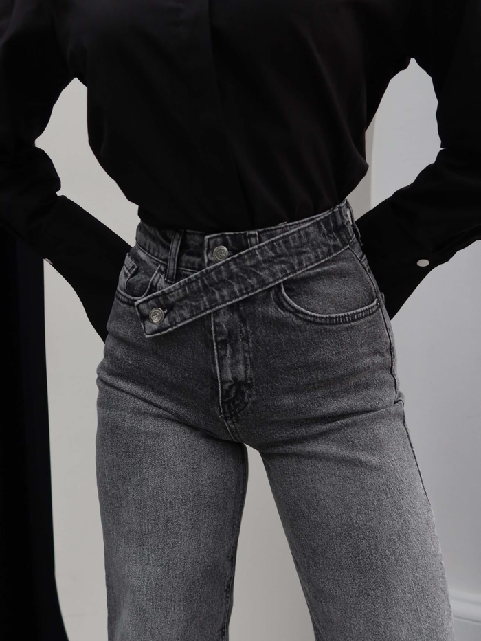 Çapraz Bel Detaylı Wide Leg Jean