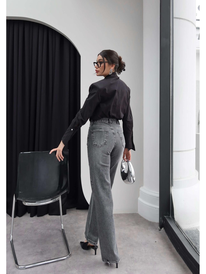 Çapraz Bel Detaylı Wide Leg Jean