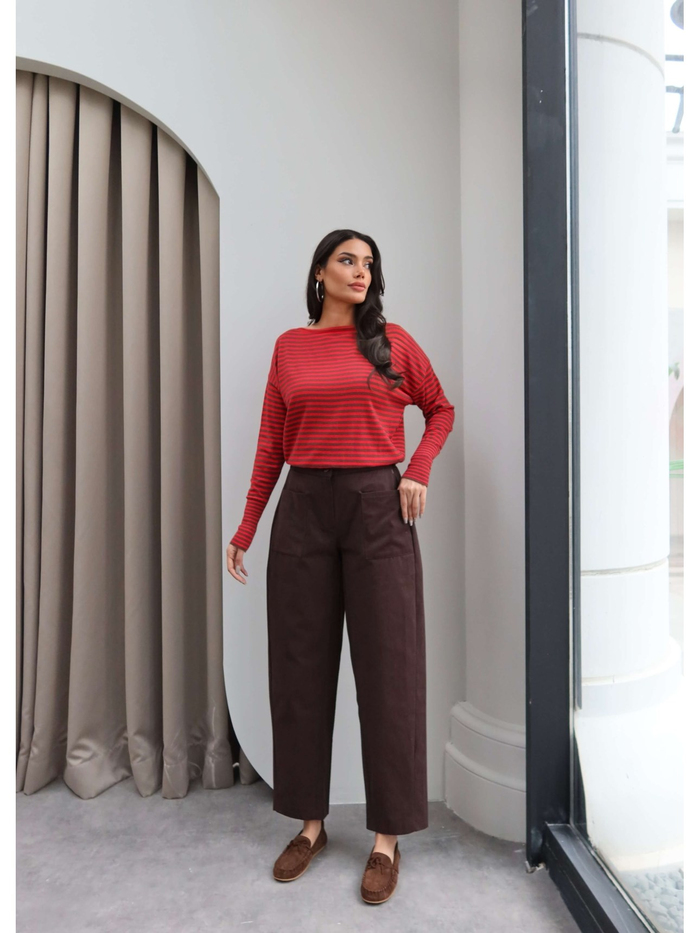 Cep Detaylı Geniş Paça Pantolon