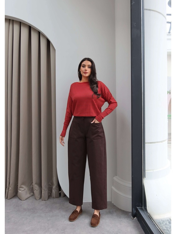 Cep Detaylı Geniş Paça Pantolon