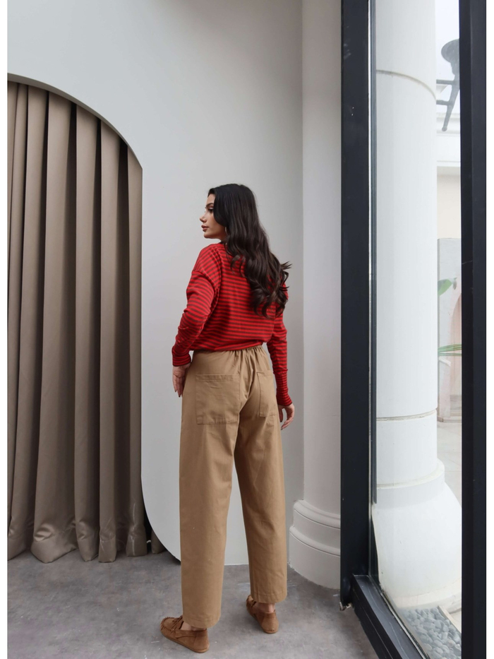Cep Detaylı Geniş Paça Pantolon