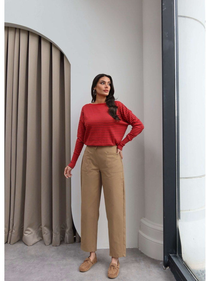 Cep Detaylı Geniş Paça Pantolon