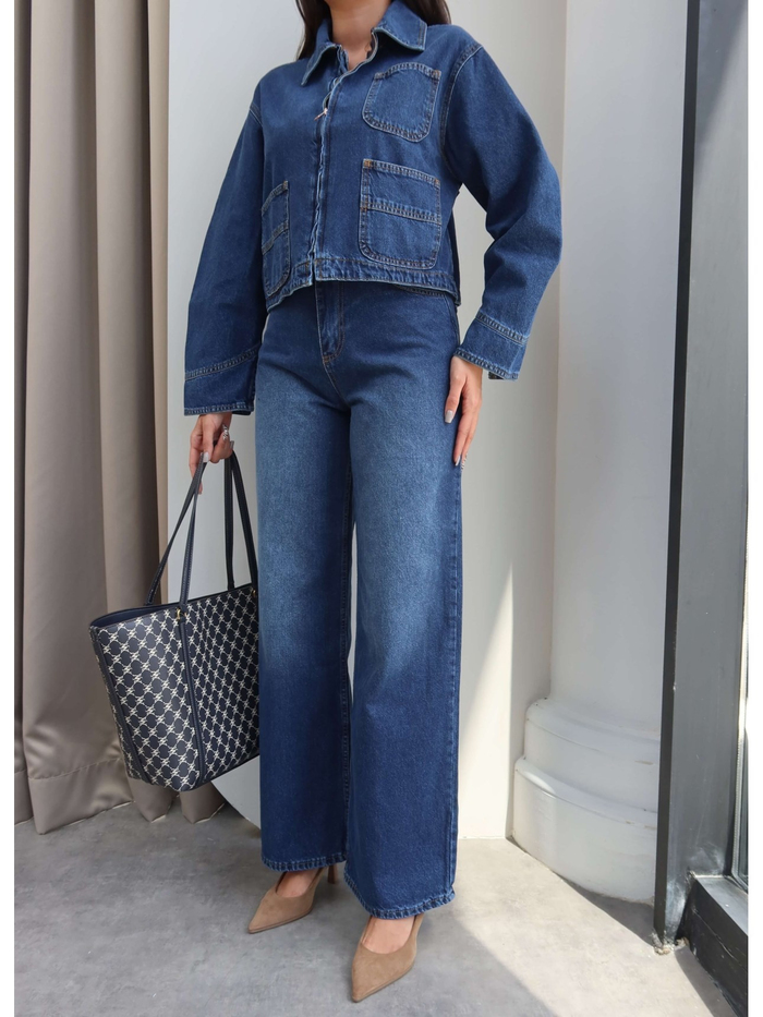 Cepli Denim Ceket Pantolon Takım
