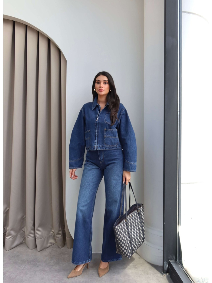 Cepli Denim Ceket Pantolon Takım