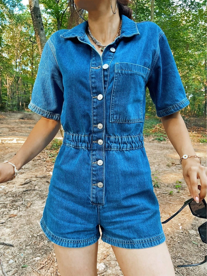 Cepli Kot Şort Tulum