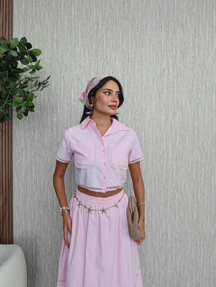 Cepli Nakış Detay Etekli Takım