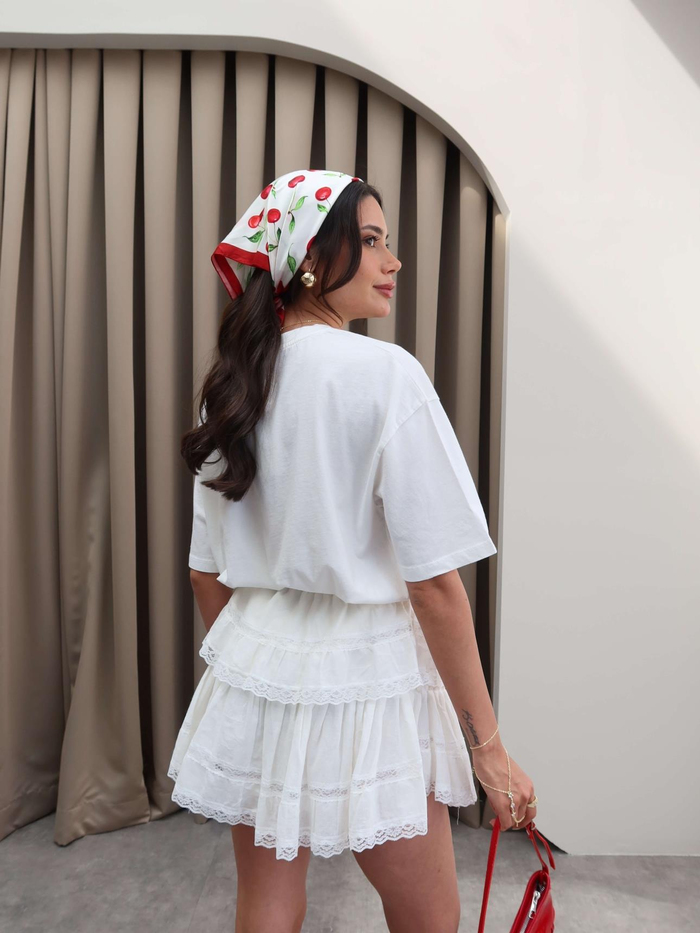 Cherry Baskılı Oversize Tshirt