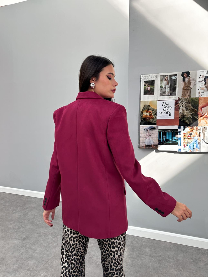 Cherry Blazer Nubuk Ceket