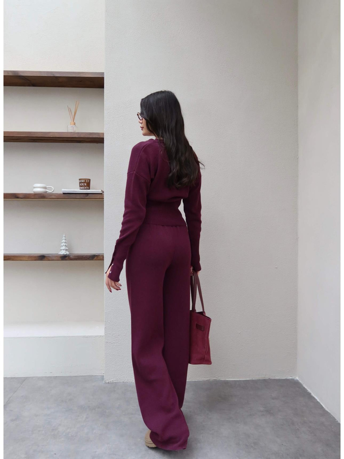 Çıtçıtlı Hırka Pantolon Triko Takım