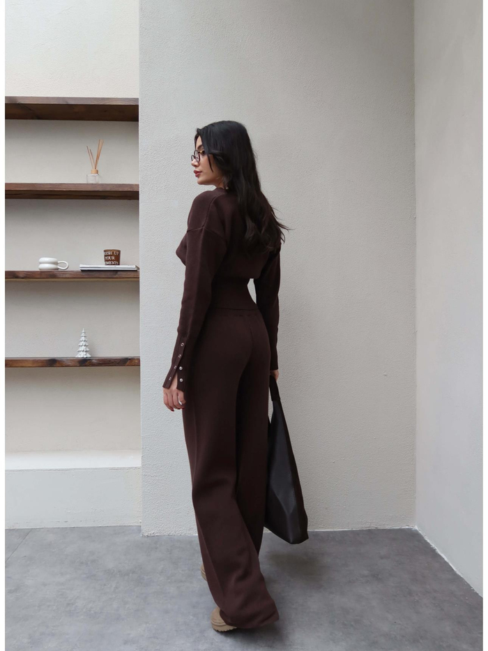 Çıtçıtlı Hırka Pantolon Triko Takım