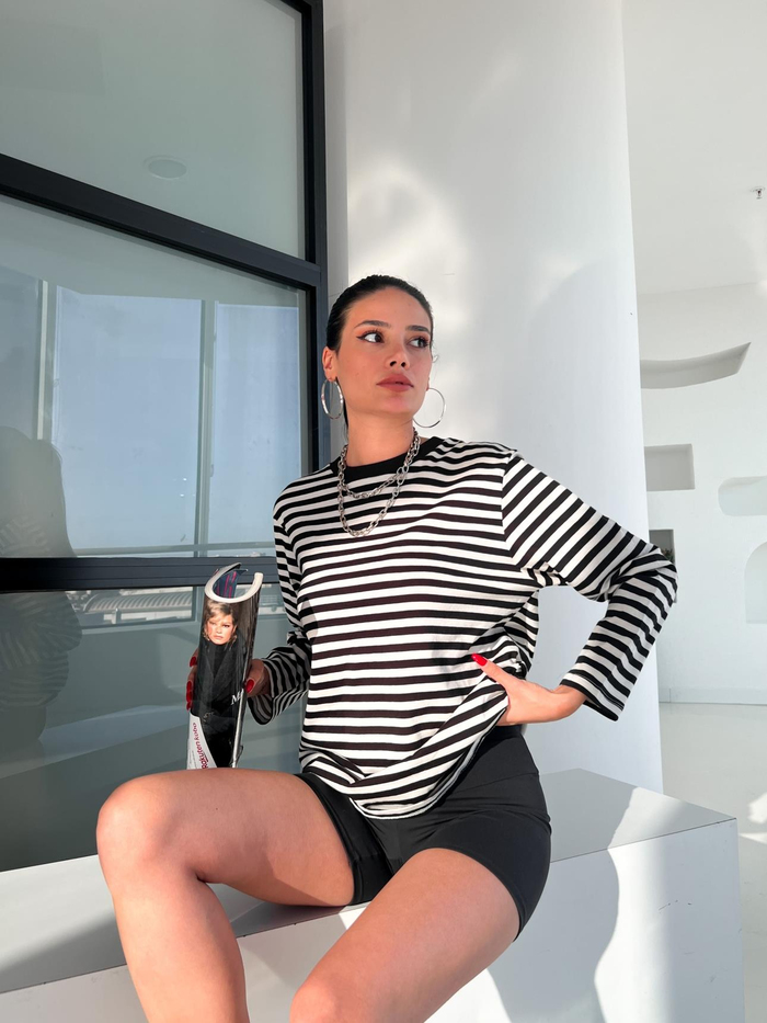 Çizgili Basic Sweatshirt
