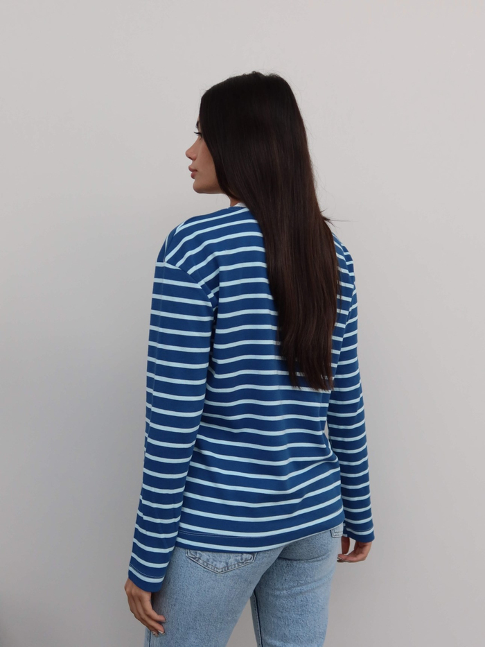 Çizgili Oversize Uzun Kollu Bluz