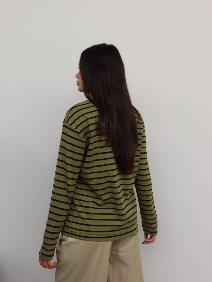 Çizgili Oversize Uzun Kollu Bluz