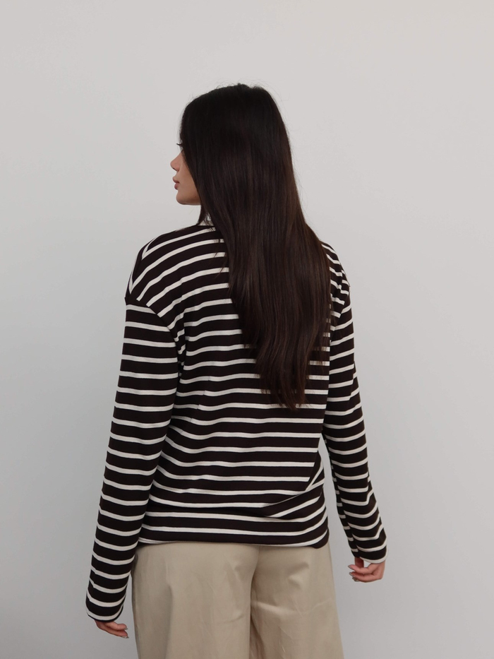 Çizgili Oversize Uzun Kollu Bluz