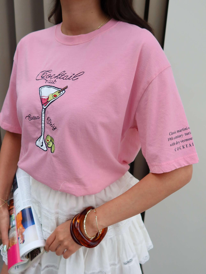 Cocktail Baskılı Oversize Tshirt