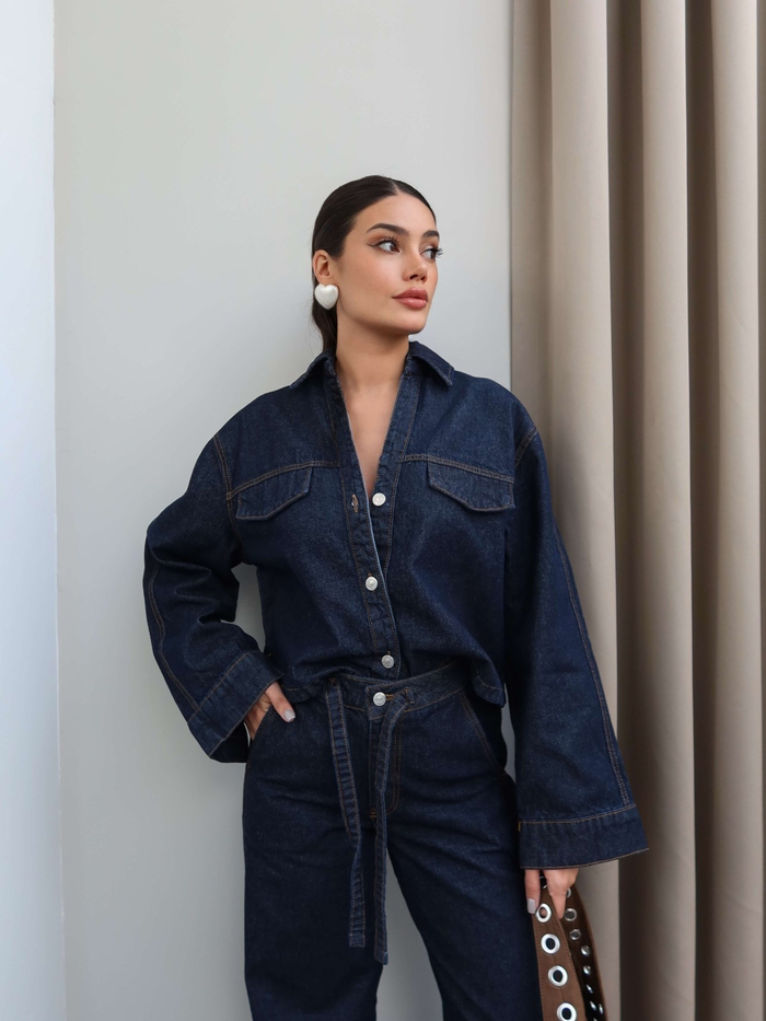 Crop Ceket Pantolon Takım