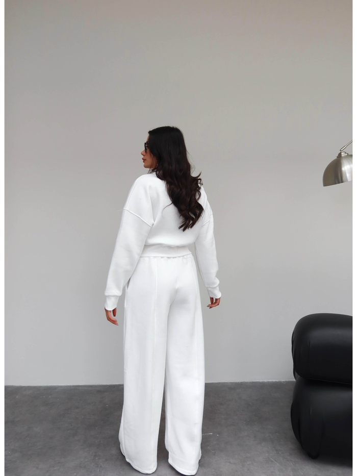 Crop Sweatshirt Şardonlu Eşofman Takım