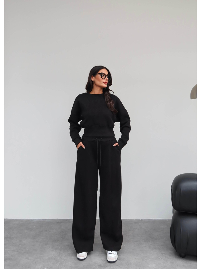 Crop Sweatshirt Şardonlu Eşofman Takım