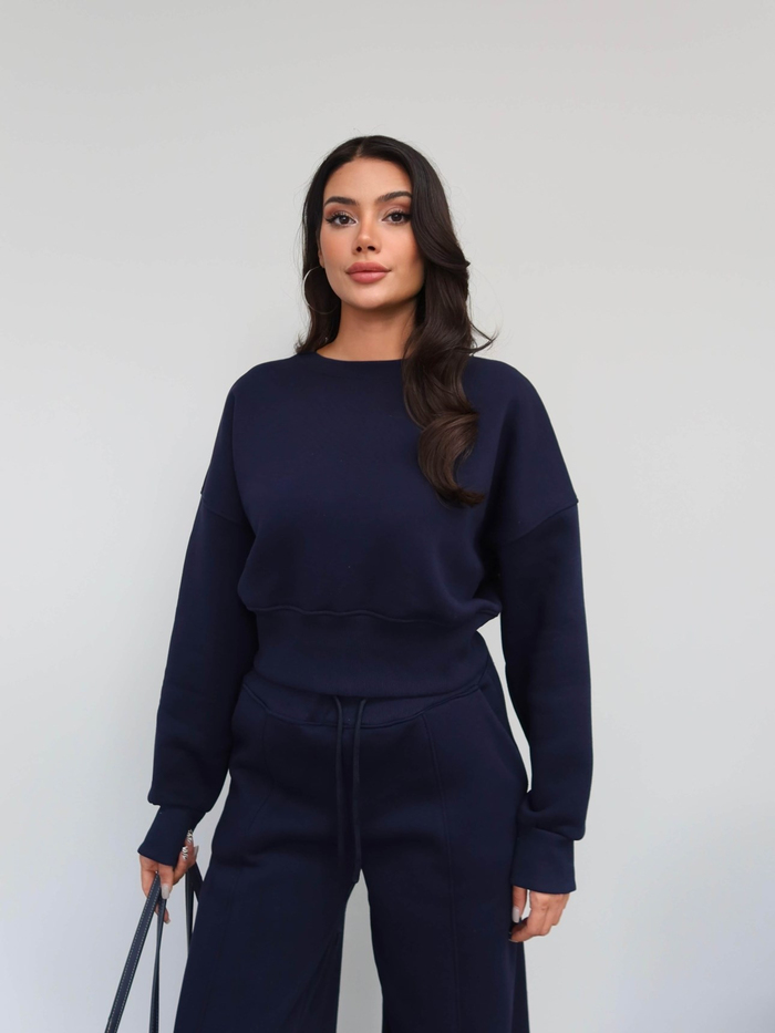 Crop Sweatshirt Şardonlu Eşofman Takım