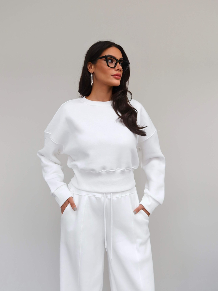 Crop Sweatshirt Şardonlu Eşofman Takım
