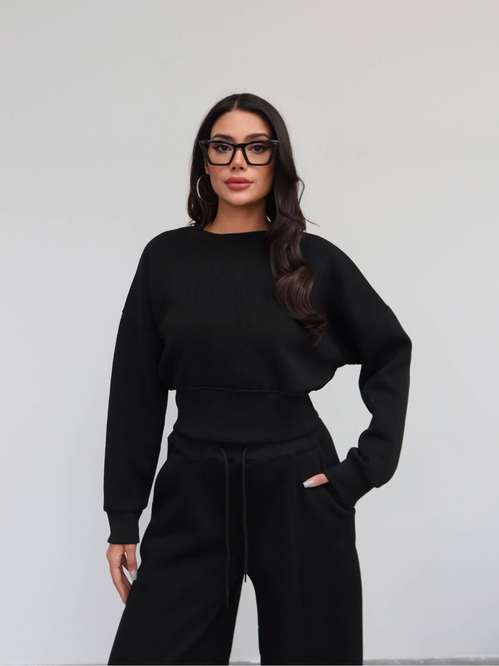 Crop Sweatshirt Şardonlu Eşofman Takım