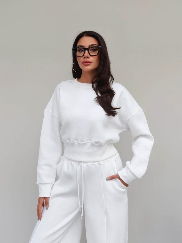 Crop Sweatshirt Şardonlu Eşofman Takım