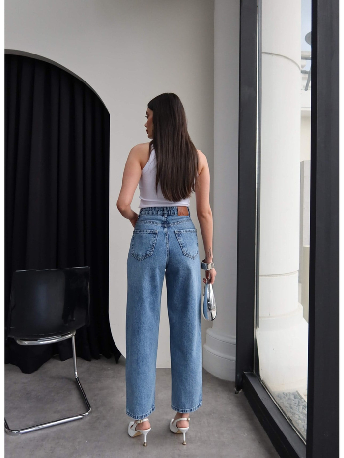 Dağınık Taşlı Boyfriend Jean