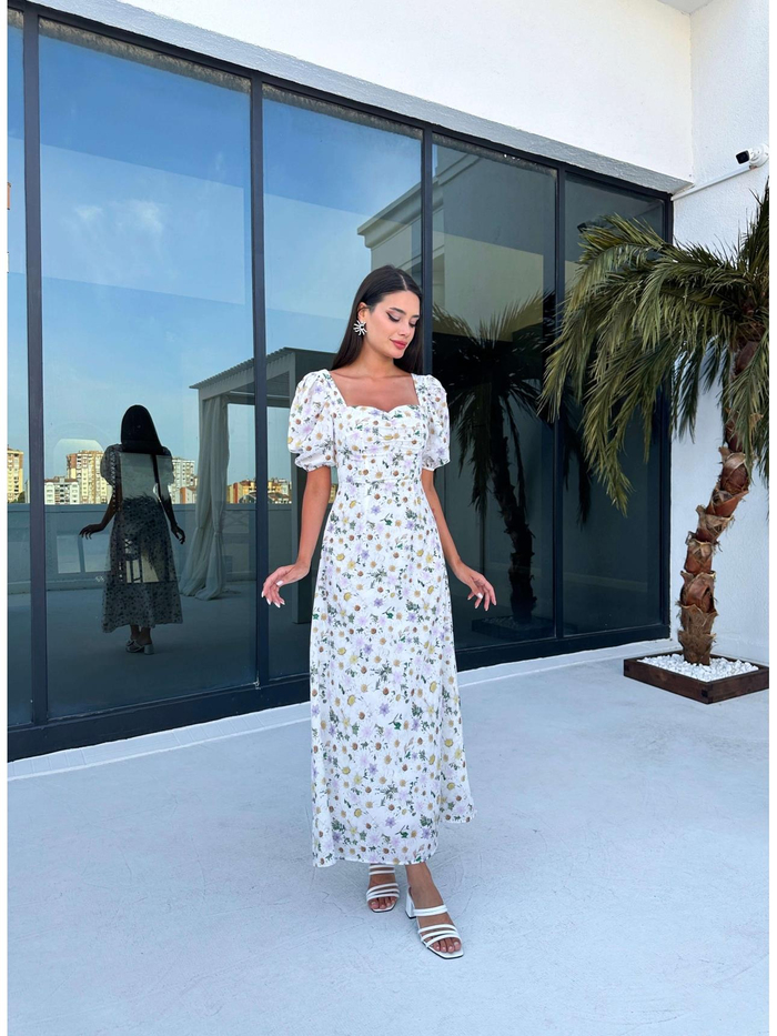 Daisy Balon Kollu Midi Elbise