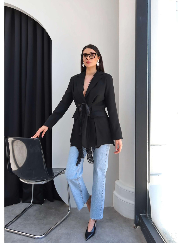 Dantel Detay Tasarım Blazer Ceket