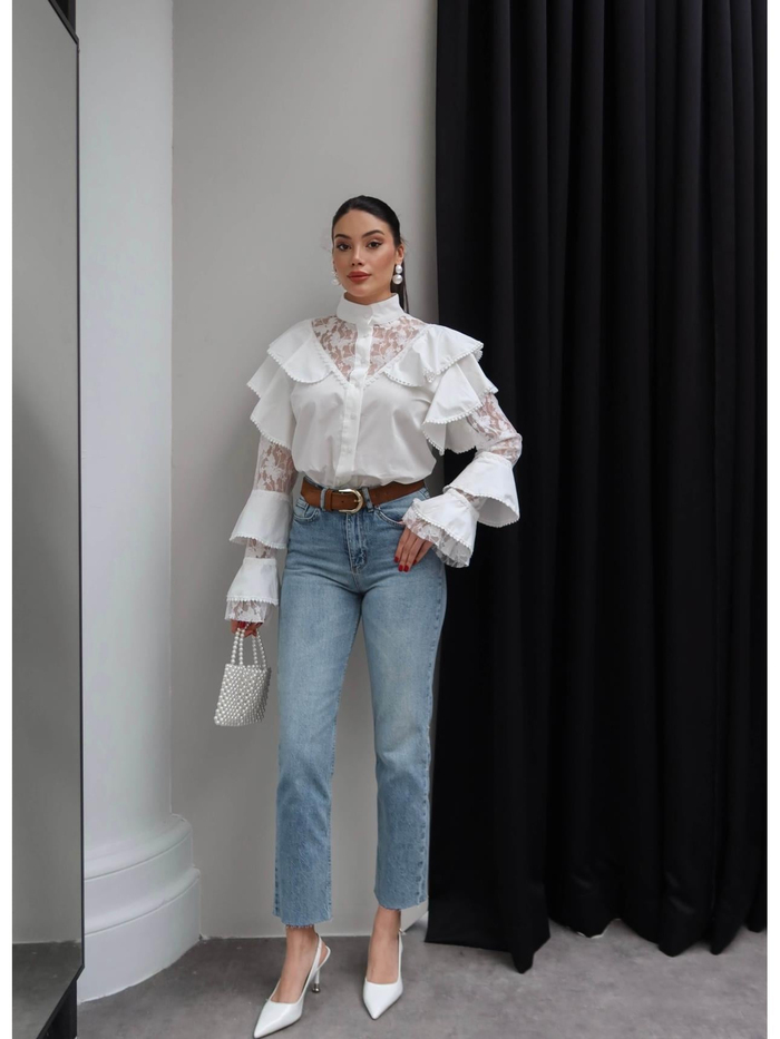 Dantel Detay Volanlı Gömlek
