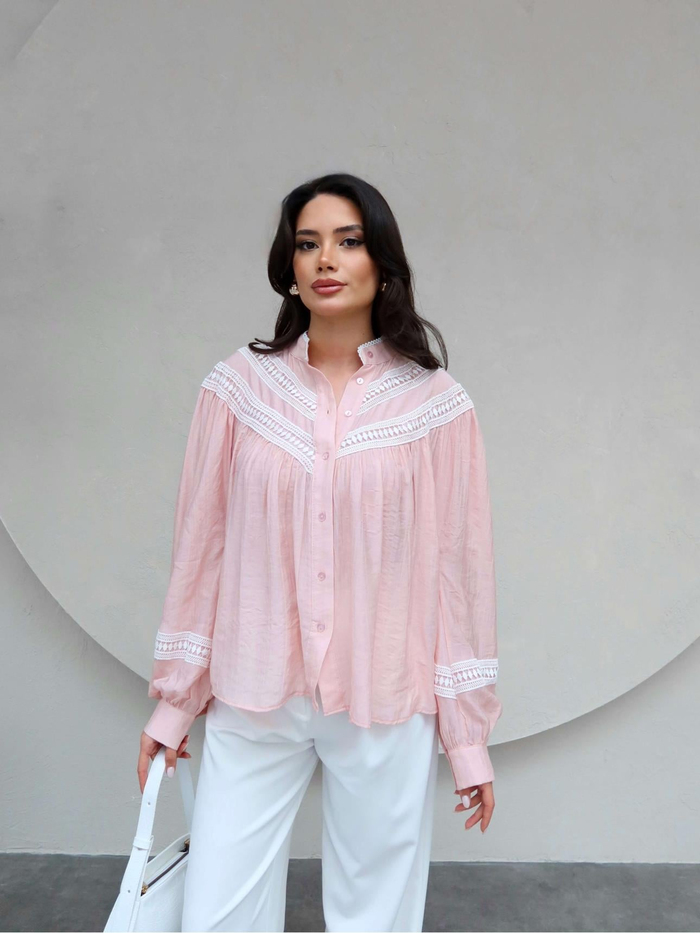 Dantel Detaylı Oversize Gömlek