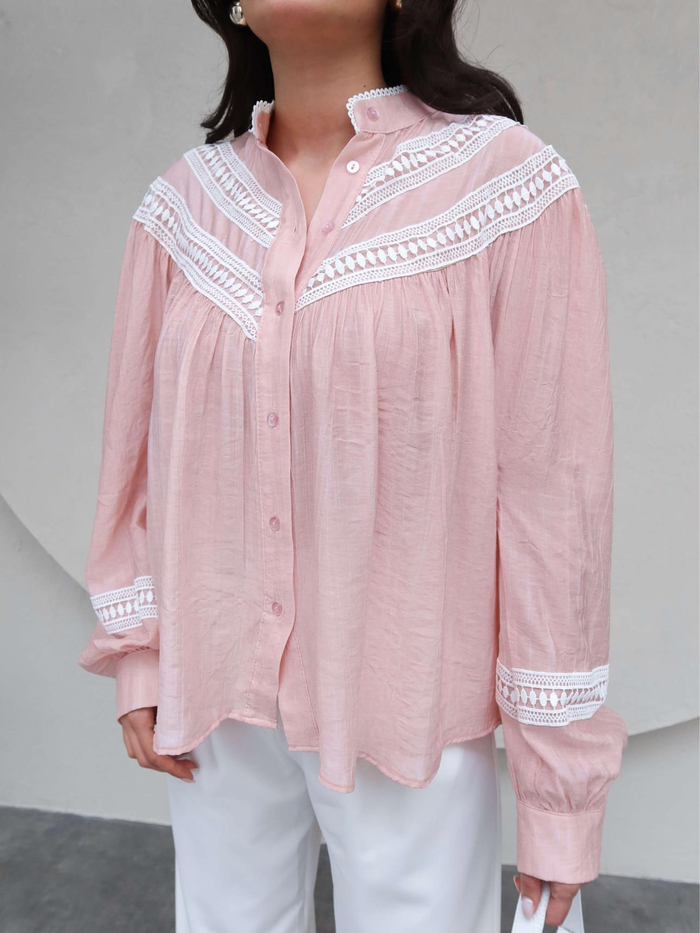 Dantel Detaylı Oversize Gömlek
