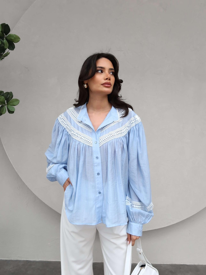 Dantel Detaylı Oversize Gömlek
