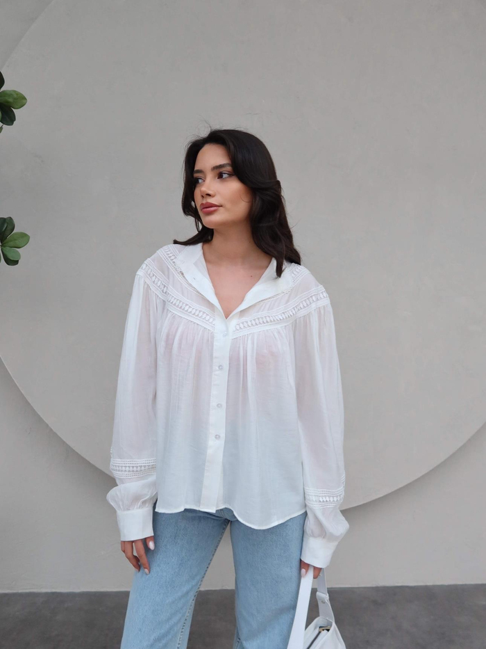 Dantel Detaylı Oversize Gömlek