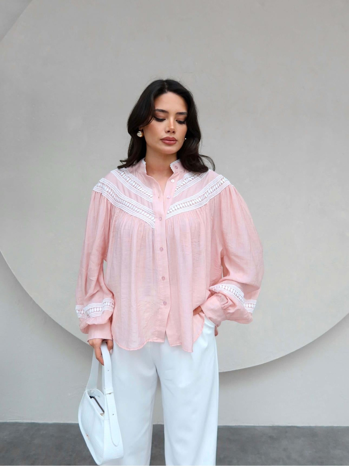 Dantel Detaylı Oversize Gömlek