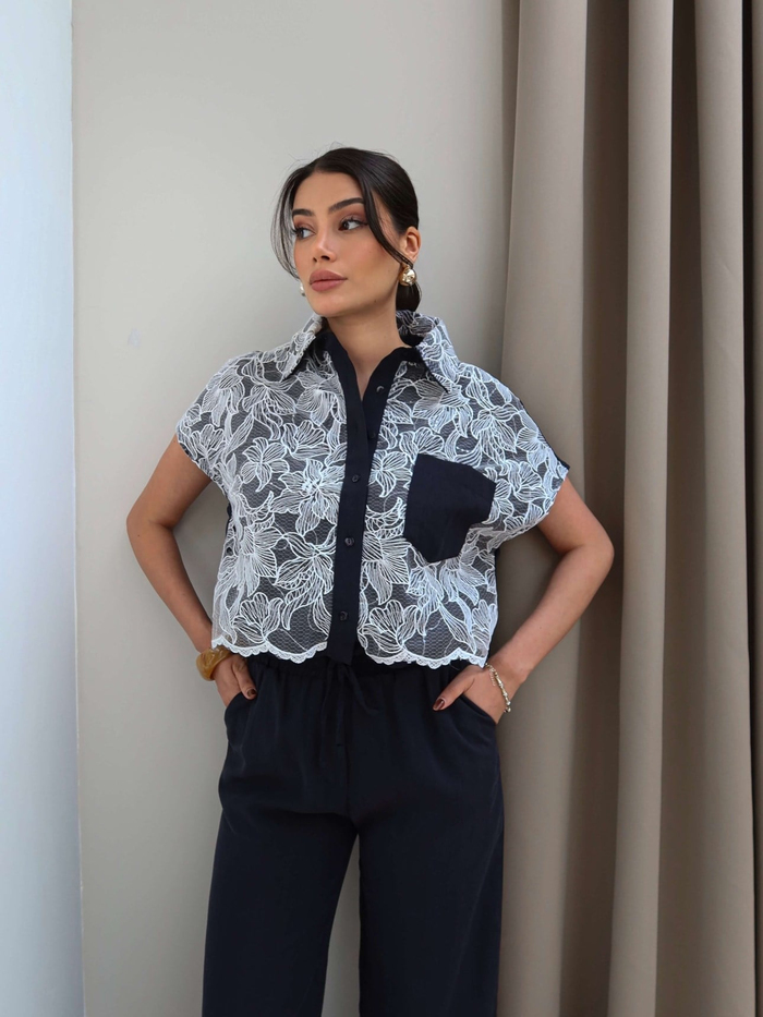 Dantel Garnili Pantolon Takım