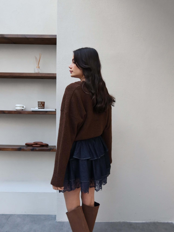 Dantelli Mini Kat Denim Etek