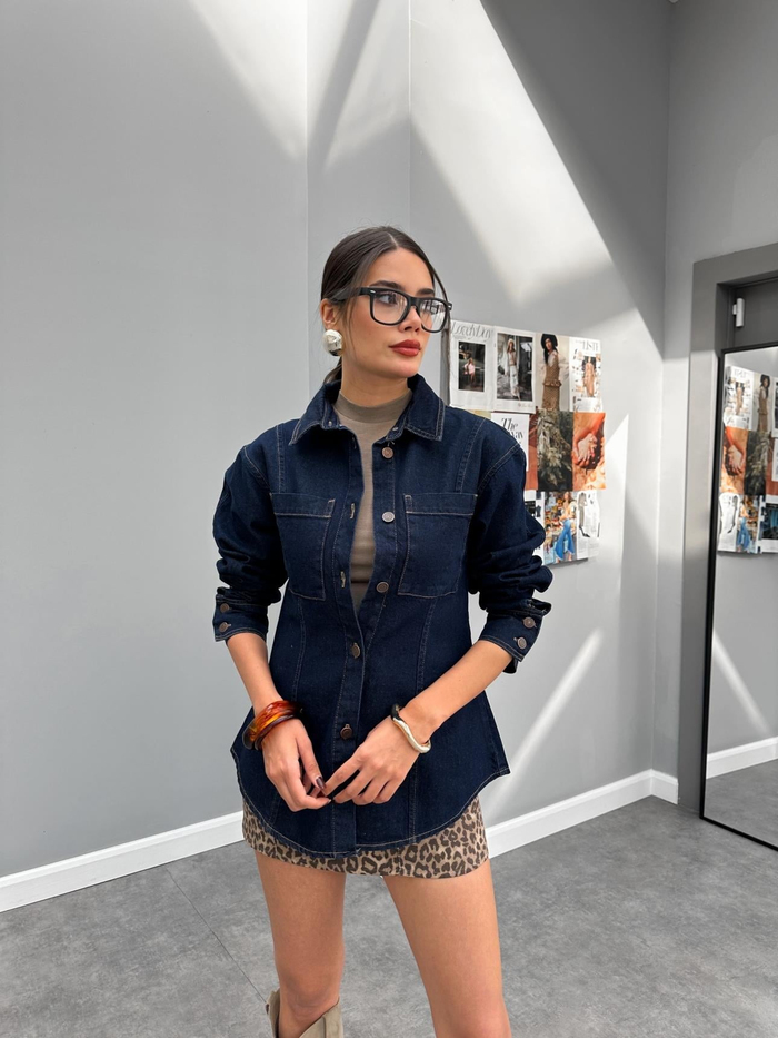 Dark Blue Denim Riga Ceket