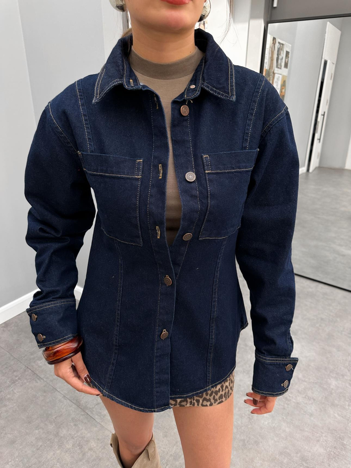 Dark Blue Denim Riga Ceket
