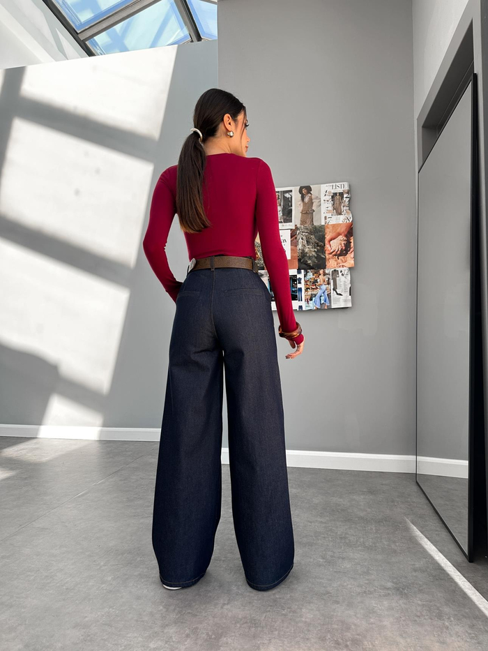 Darkblue Geniş Paça Kot Pantolon