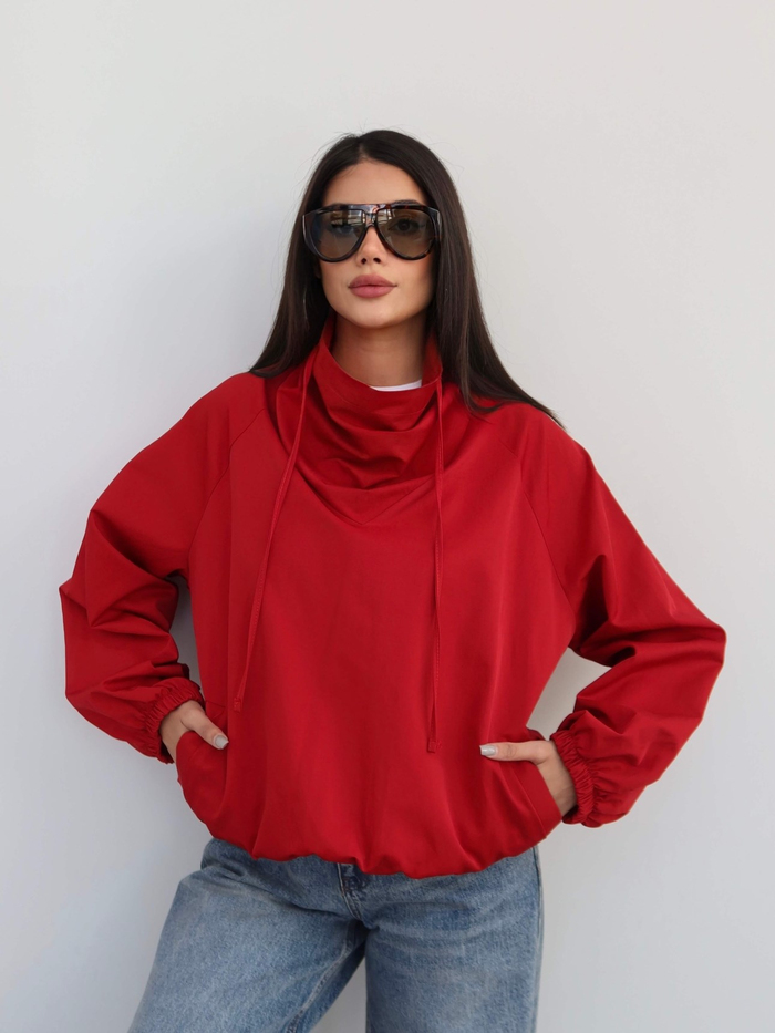 Degaje Yaka Büzgülü Bomber Ceket