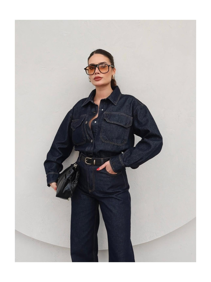 Denim Ceket Gömlek Pantolon Takım