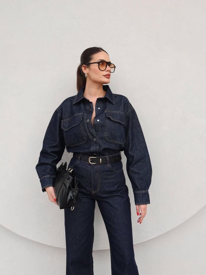 Denim Ceket Gömlek Pantolon Takım