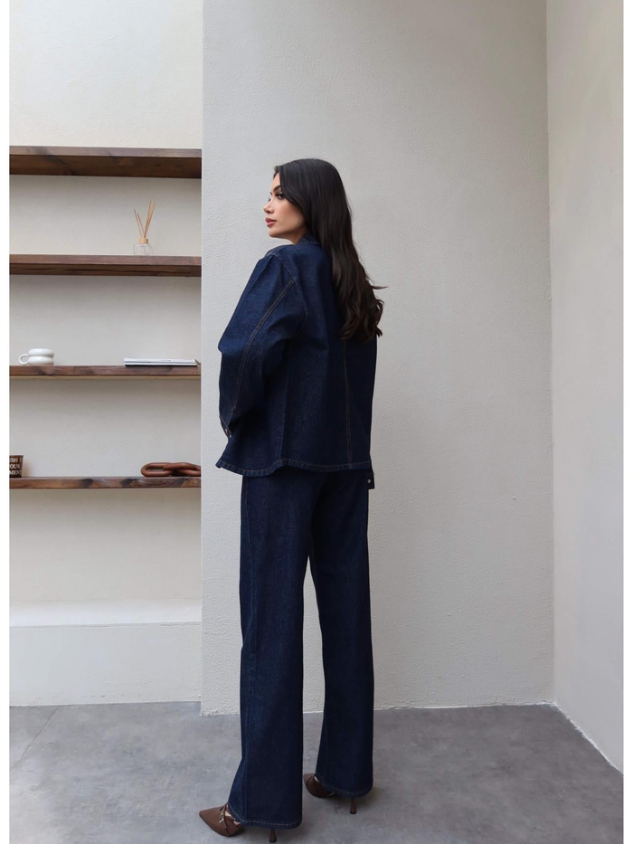 Denim Çıtçıtlı Gömlek Pantolon Takım