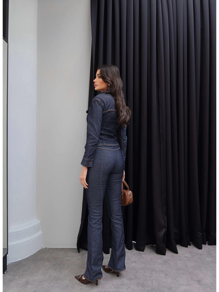 Denim Fermuarlı Ceket Pantolon Takım