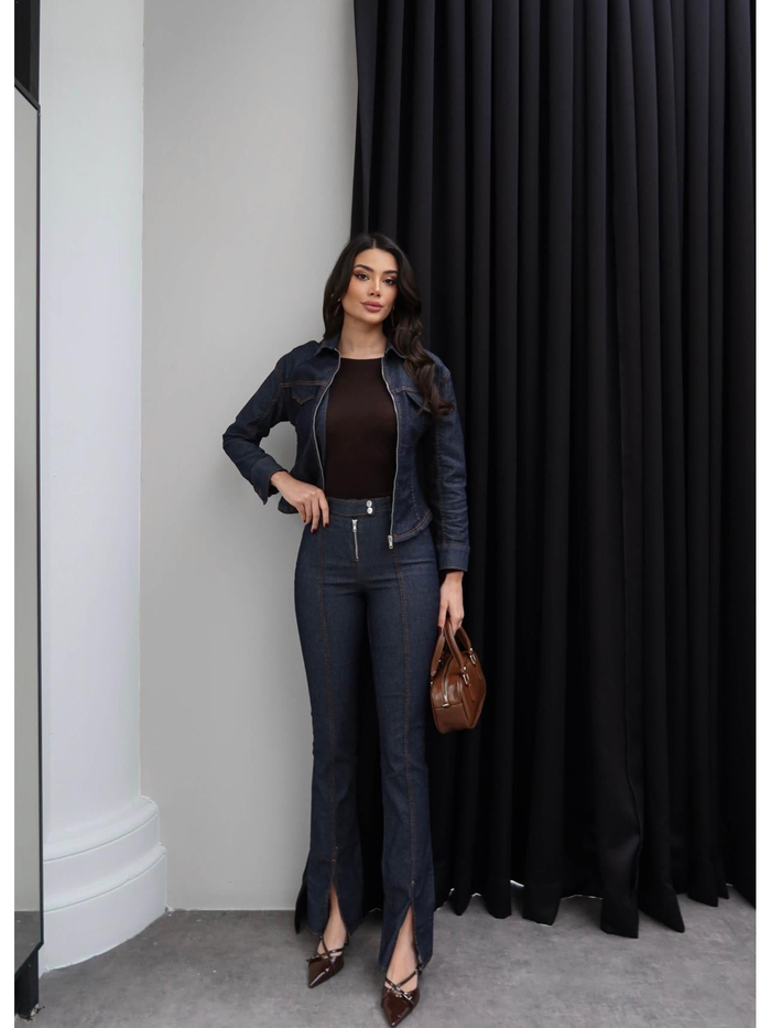 Denim Fermuarlı Ceket Pantolon Takım