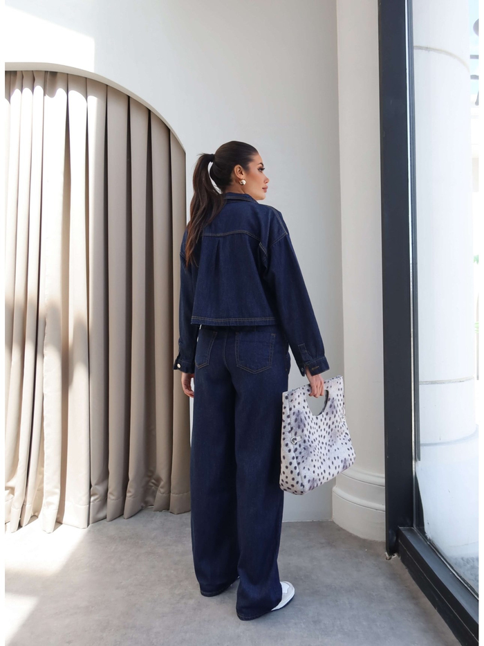 Denim Fermuarlı Ceket Pantolon Takım