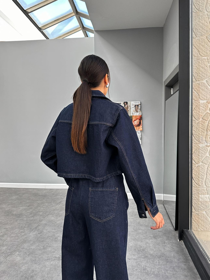Denim Gömlek Palazzo Pantolon Takım