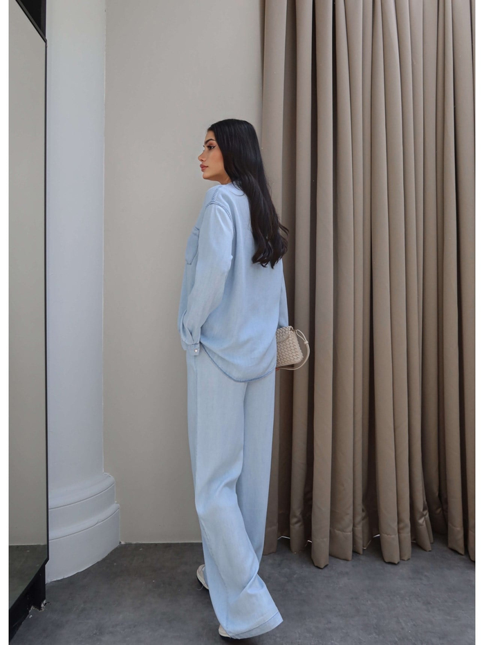 Denim Görünümlü Gömlek Takım