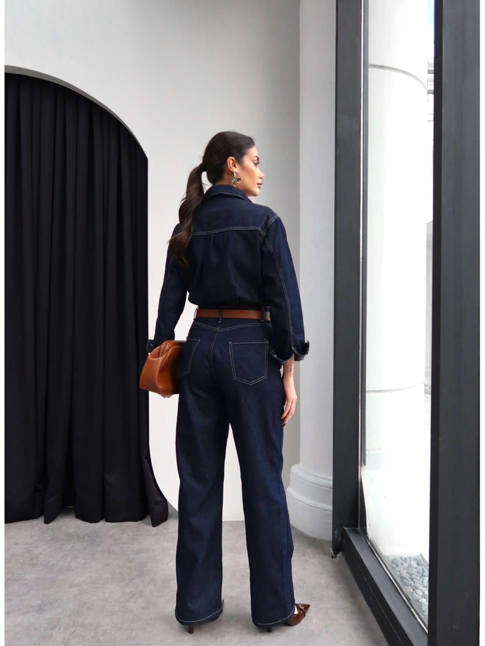 Denim Kemerli Tulum